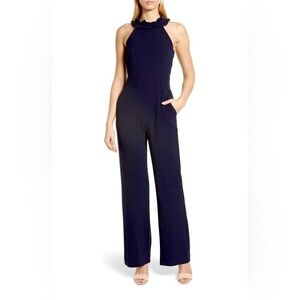 NWOT! Harper Rose Navy Ruffle Halter Neck Wide Leg Jumpsuit - Size 2💛